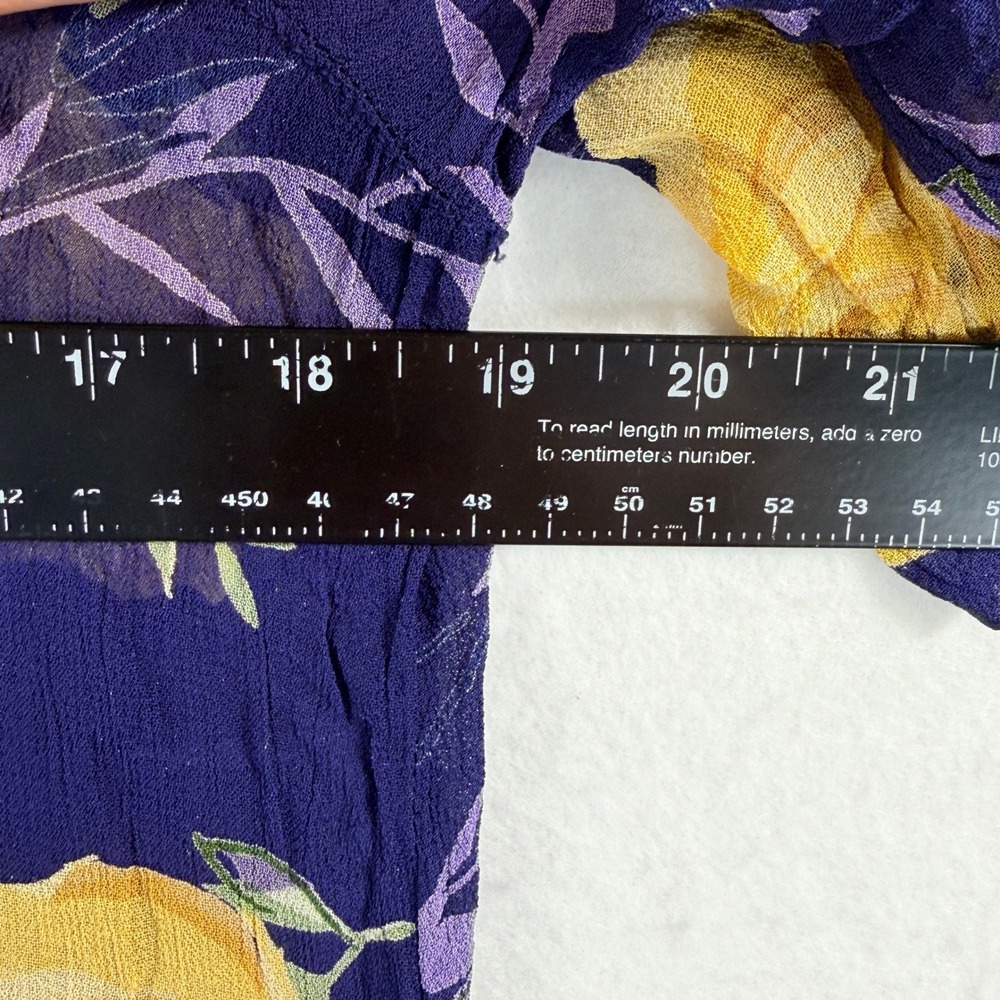 Lolette Maxi Dress Womens Large Purple Yellow Rose Floral‎ Sheer Vtg Cottagecore - Picture 5 of 8